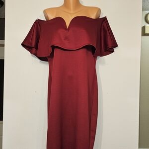 Fashion Nova Strapless Burgundy Dress